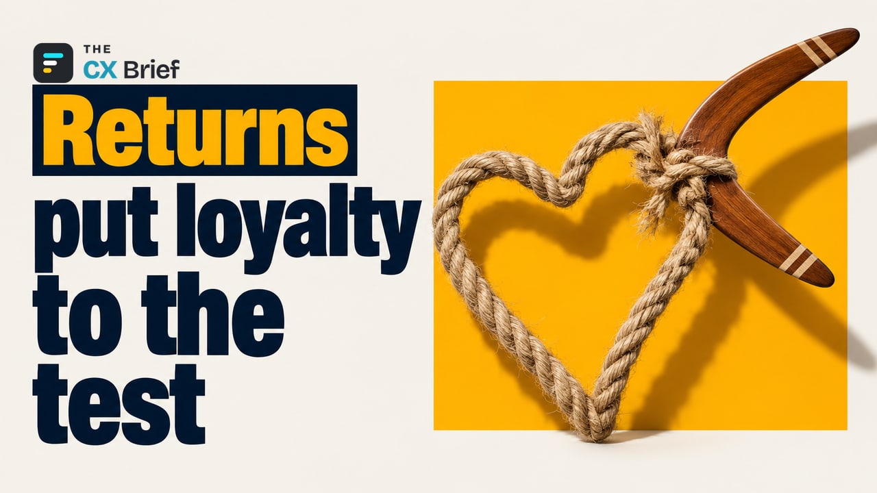 Returns put loyalty to the test — A New Era in Returns: Customers Now Want Speed, Not Small Talk. A returning boomerang catches on the knot of a heart-shaped rope, pulling it taut to the breaking point.
