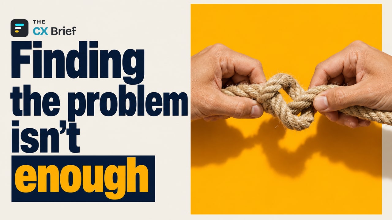 Finding the problem isn't enough — Bill Staikos: Customer experience needs a role that doesn't stop at finding problems but owns them until they're solved. Two human hands untie the last knot in a thick rope, straightening it out again.