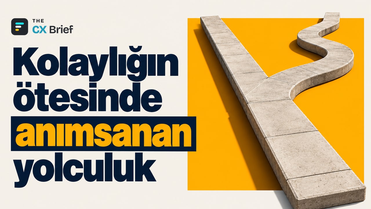 Kolaylığın ötesinde anımsanan yolculuk — ChangeUp: En iyi mağazalar müşteriye geri dönmek için kolaylıktan fazla neden veriyor. Ortasından başka bir yola saparak kıvrılan, tek ve dümdüz bir yürüyüş yolu.
