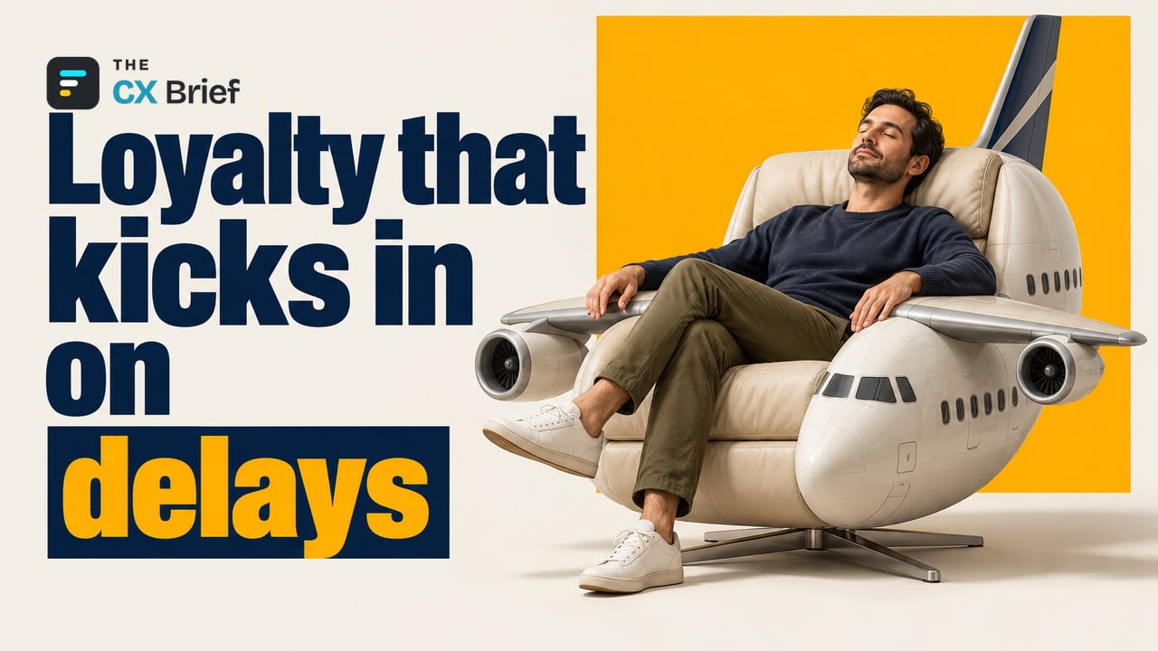 Loyalty that kicks in on delays — Expedia adds free lounge access for delayed flights to its loyalty program and will credit the difference if fares drop. A passenger plane has turned into a comfortable armchair; an ordinary traveler rests against armrests made of wings.