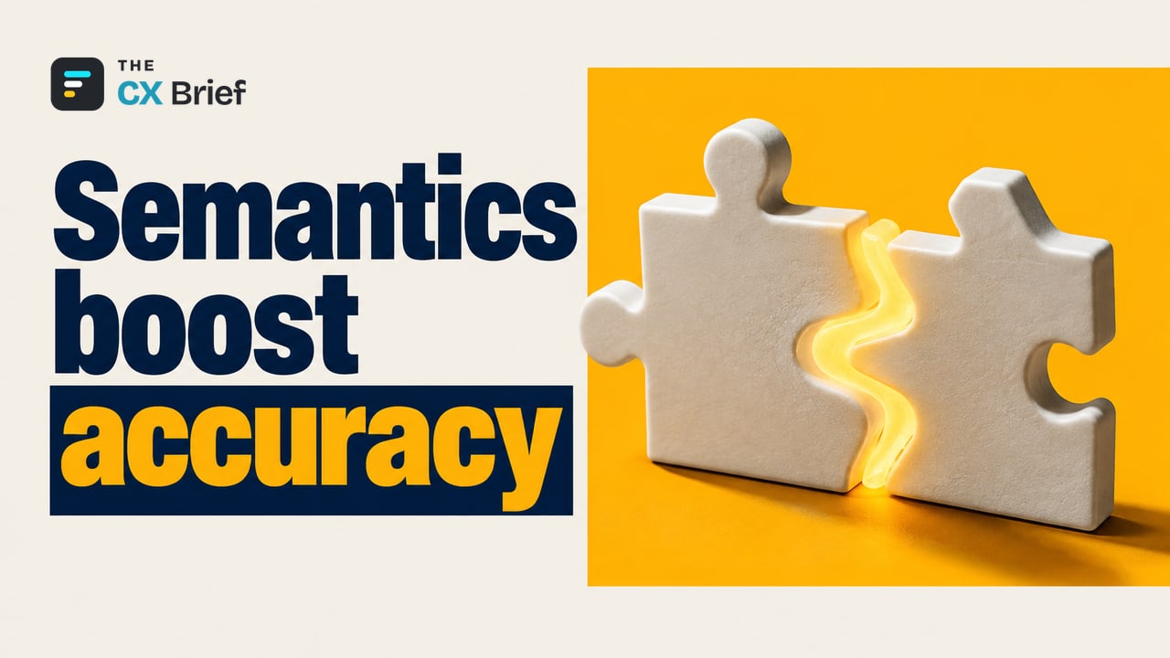 Semantics boost accuracy — Gartner unveils its 2027 technology trends, and voice AI makes the list. A glowing bridge joins two mismatched puzzle pieces.