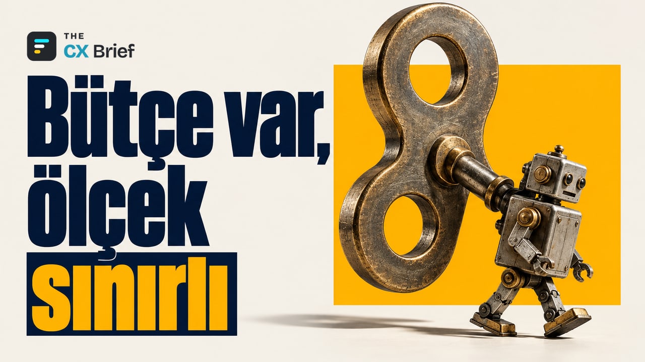 Bütçe var, ölçek sınırlı — Kuruluşların üçte ikisinin yapay zekâ bütçesi var, ama ajan girişimlerinin yalnızca %10,8'i tam ölçekte. Küçük bir kurmalı robotun sırtına takılmış devasa kurma anahtarı, robotun kendisini gölgede bırakıyor.