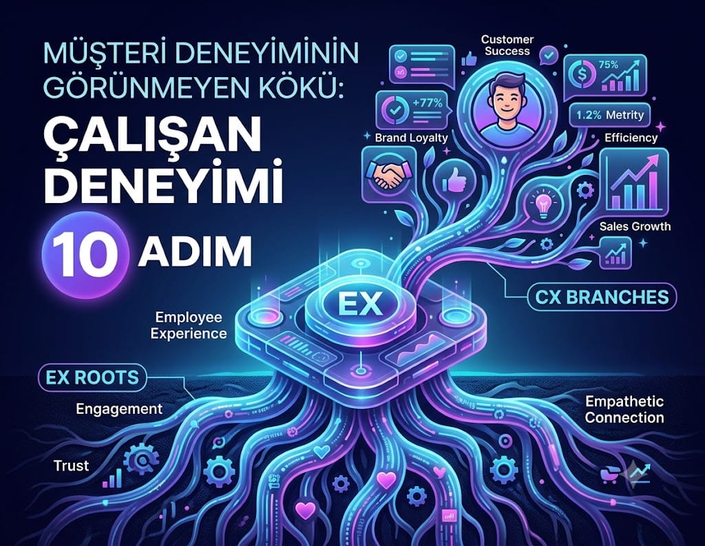 Çalışan deneyimi ve müşteri deneyimi stratejisi temalı CX Bulletin kapak görseli.
