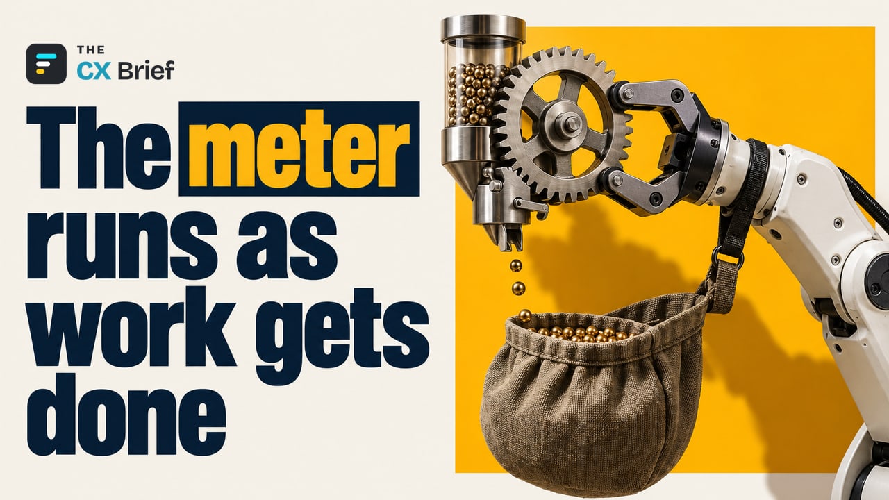 The meter runs as work gets done — Microsoft makes 30 pre-built CRM skills generally available in Copilot Cowork. Every gear tooth turned by a robot arm drops another bead into a pouch tied to its wrist.