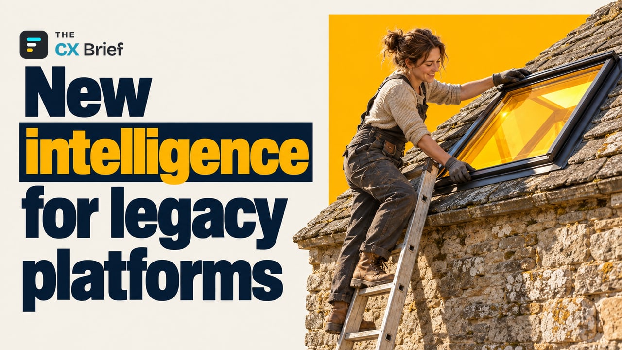 New intelligence for legacy platforms — Microsoft previews AI tools that run on third-party contact center platforms. A smiling artisan installs a new glass skylight in the roof of an old stone house; its walls remain in place.