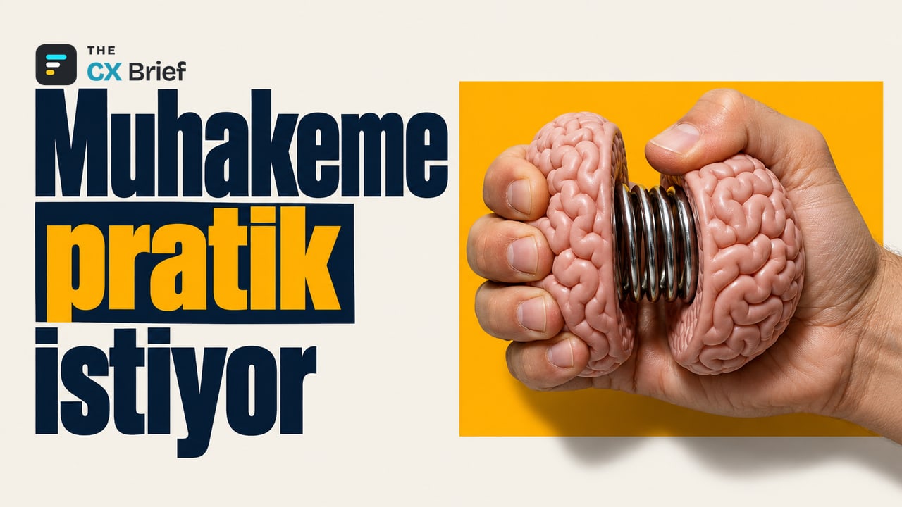 Muhakeme pratik istiyor — MIT Sloan panelindeki uzmanların %65'i: Yapay zekâ güçlendikçe asıl sınav insanın muhakemesini korumak olacak. İnsan beyni biçimindeki el yayı, sıradan bir insanın avucunda sıkıştırılıyor.