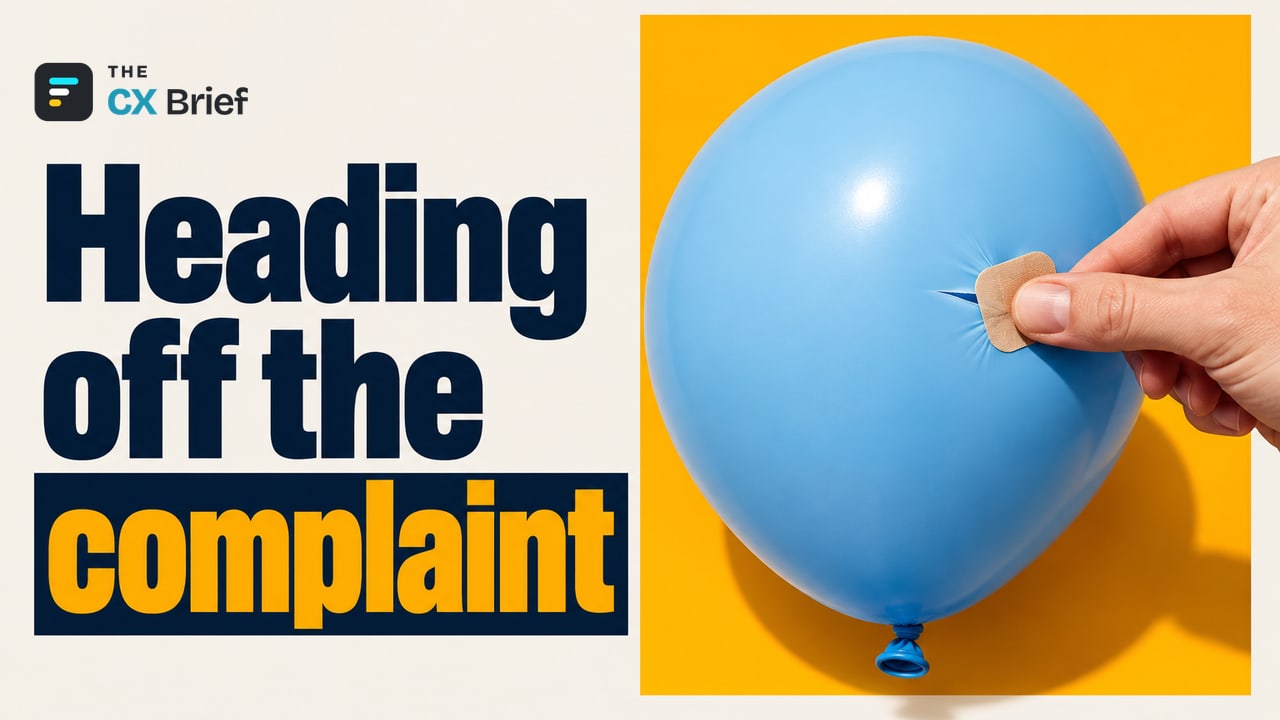 Heading off the complaint — Spanish insurer Santalucía prevents 70% of potential complaints. A hand patches a small tear in an inflated balloon before it bursts.