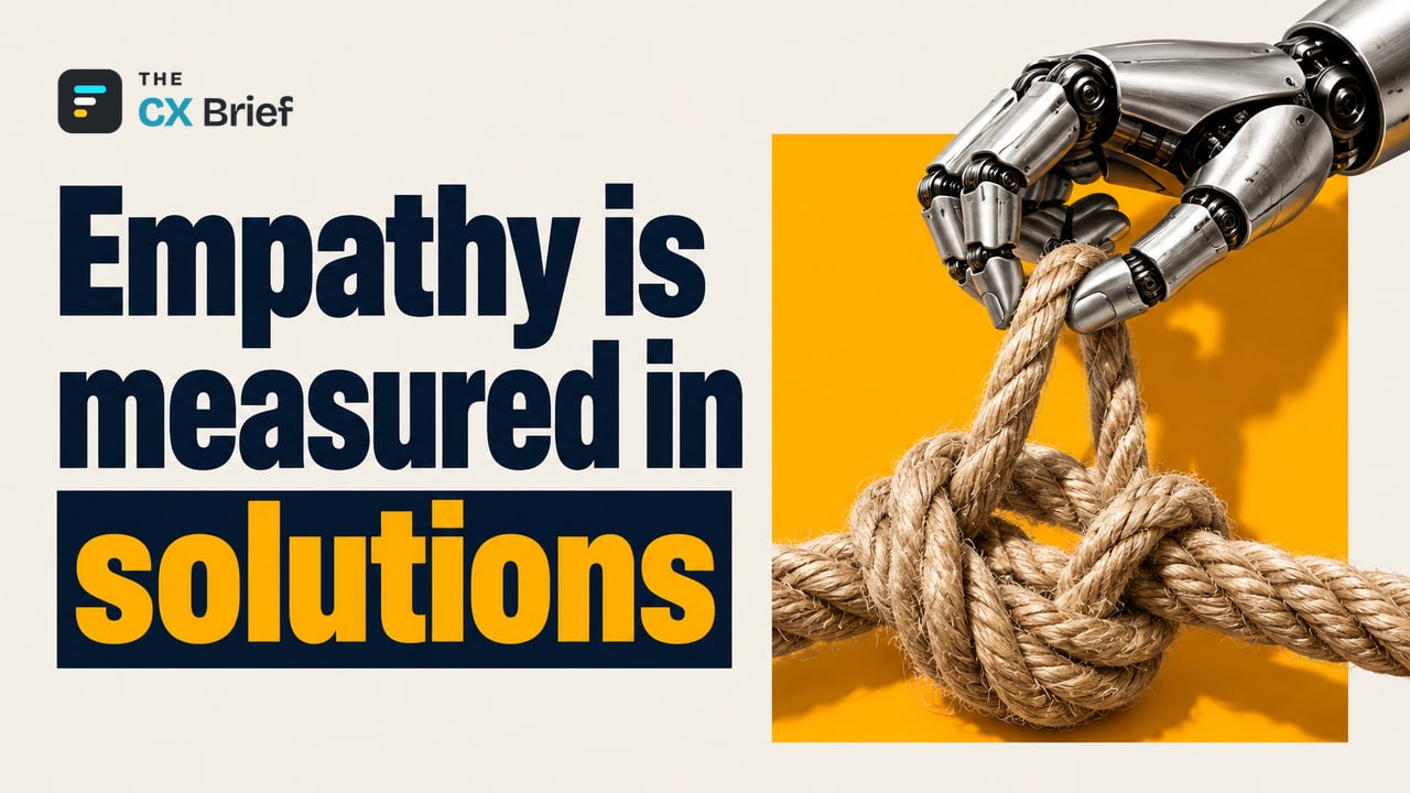 Empathy is measured in solutions — The Era of Conventional Thinking in CX Is Over: “Fast Forward” to the Future with TTEC’s 2026 Predictions. A robotic hand unties a tightly knotted rope.