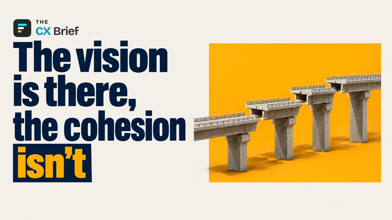 The vision is there, the cohesion isn't — The Strategic Chasm: Executives' Blind Spots and Seamless Transformation (Part 3). The sections of a miniature bridge, each standing firm on its own, cannot join because their ends sit at different heights.