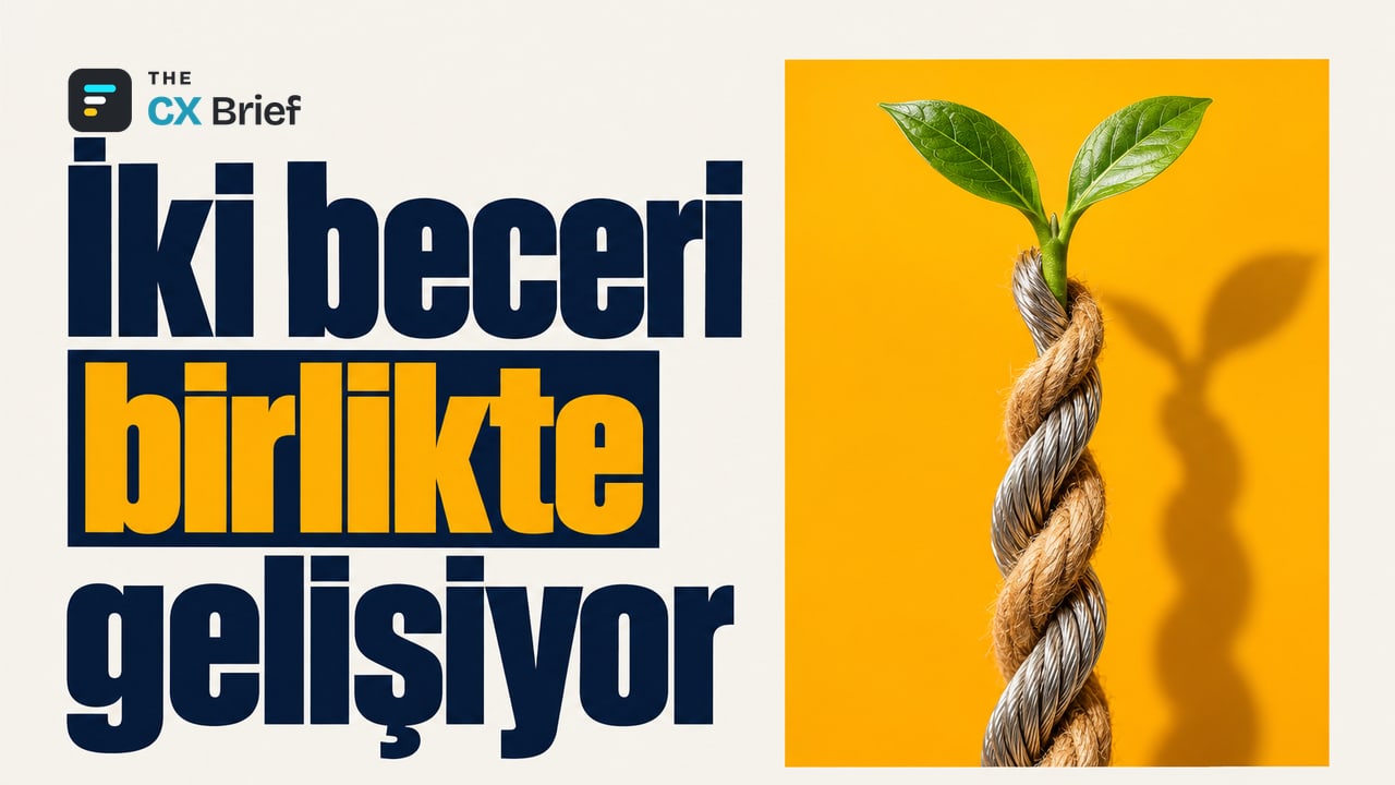İki beceri birlikte gelişiyor — Türkiye, yapay zekâ ve insani becerileri birlikte geliştiren ülkeler endeksinde dünyada 41. sırada. Metal kablo ile doğal lifin birlikte örüldüğü tek halatın ucundan bir filiz yükseliyor.