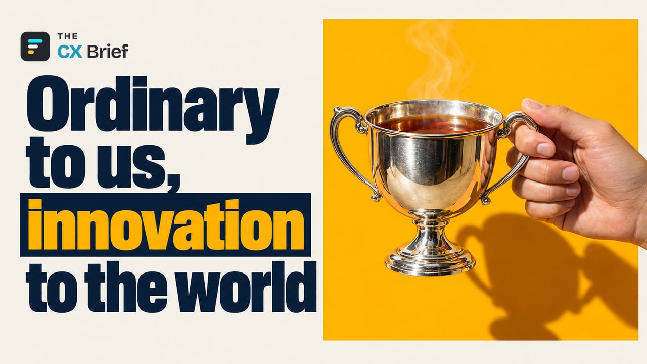 Ordinary to us, innovation to the world — Why What the World Calls Innovation Feels Ordinary to Us: The Hidden Strength of Turkish Banking. An ordinary human hand holds a championship trophy like an everyday teacup.